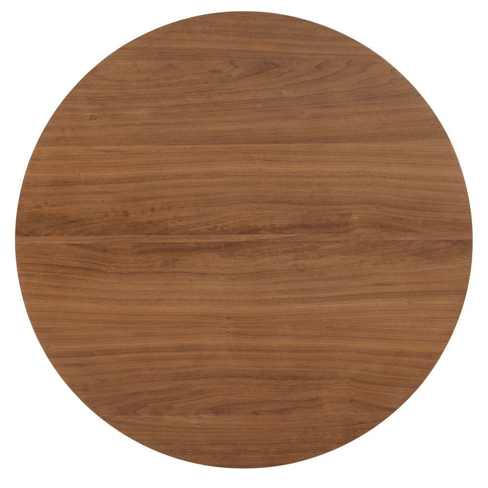 Modway Amuse 40’’ Round Mid-Century Modern Pedestal Dining Table in Gold Walnut MDY-EEI-6249-GLD-WAL