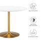 Modway Amuse 40’’ Round Mid-Century Modern Pedestal Dining Table in Gold White MDY-EEI-6249-GLD-WHI