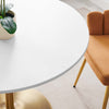 Modway Amuse 40’’ Round Mid-Century Modern Pedestal Dining Table in Gold White MDY-EEI-6249-GLD-WHI