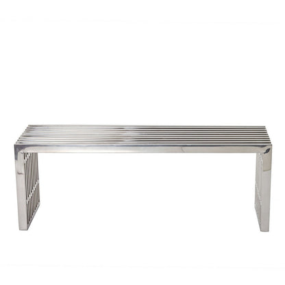 Silver Gridiron Medium Stainless Steel Bench - No Shipping Charges MDY-EEI-625-SLV