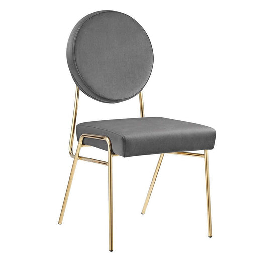 Modway Craft Performance Velvet Upholstered Side Dining Chair in Gold Gray