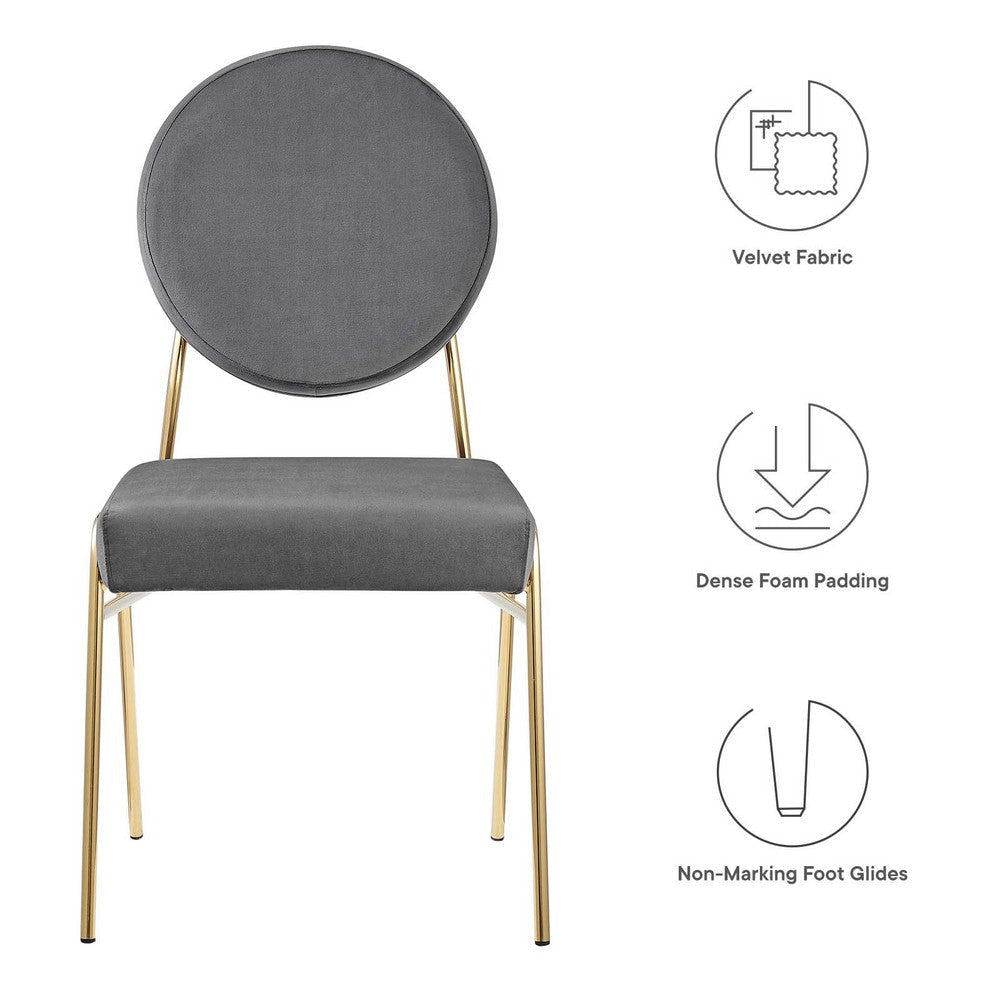 Craft Performance Velvet Dining Side Chair - No Shipping Charges MDY-EEI-6252-GLD-GRY