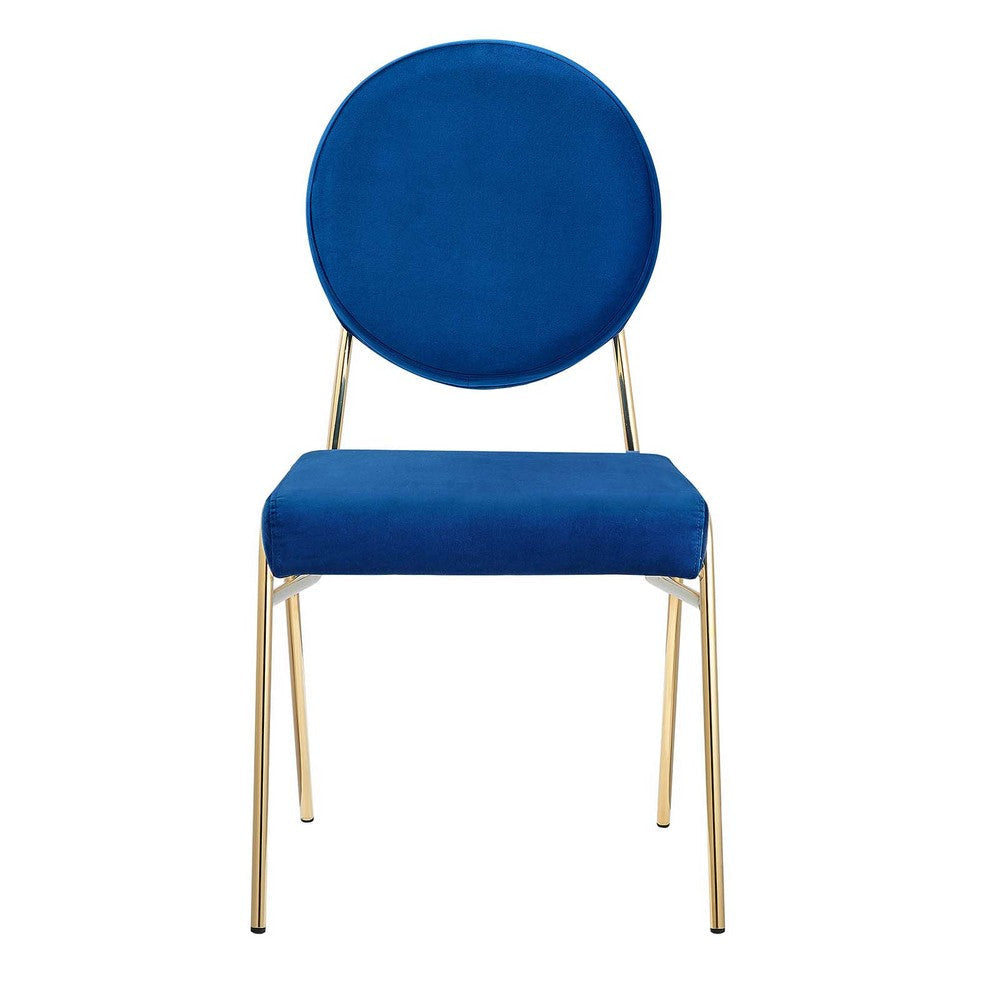 Modway Craft Performance Velvet Upholstered Side Dining Chair in Gold Navy MDY-EEI-6252-GLD-NAV