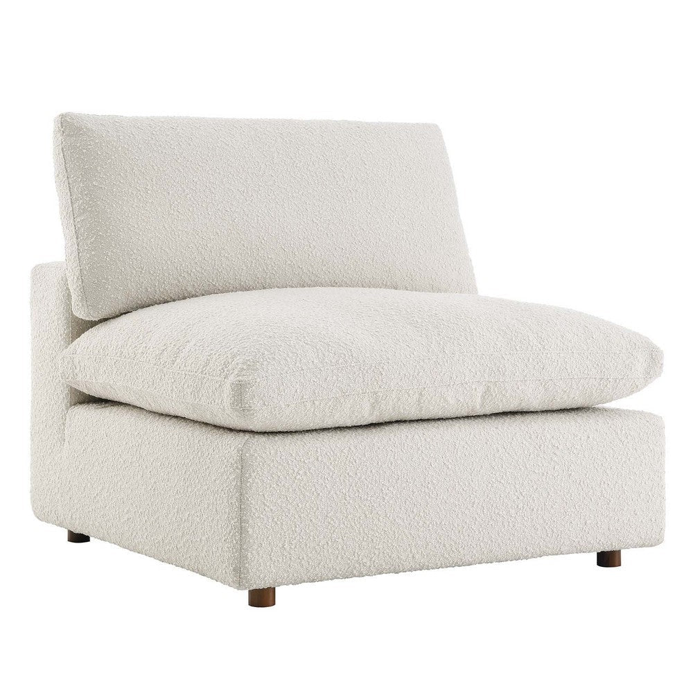 Modway Commix Modular Sofa, Armless Chair, Ivory Boucle