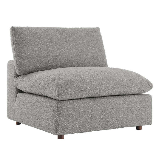 Modway Commix Modular Sofa, Armless Chair, Light Gray Boucle