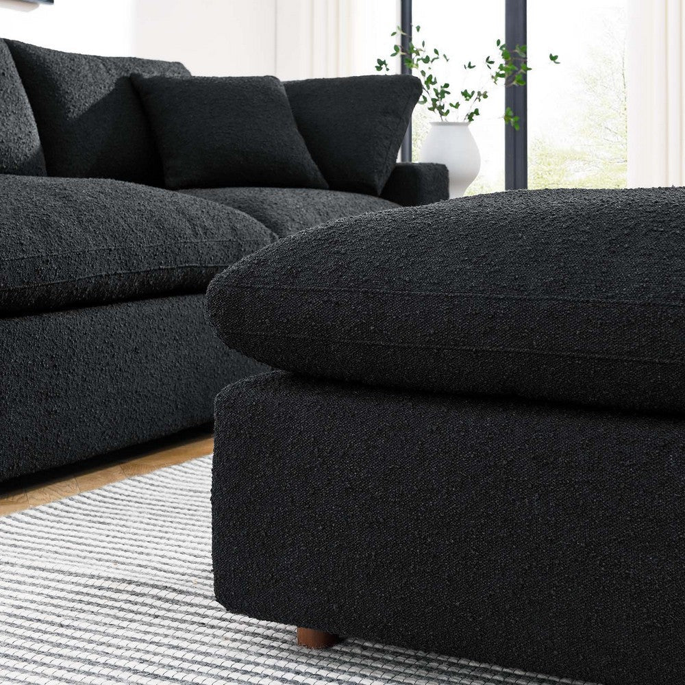 Commix Down Filled Overstuffed Boucle Fabric Ottoman - No Shipping Charges MDY-EEI-6258-BLK