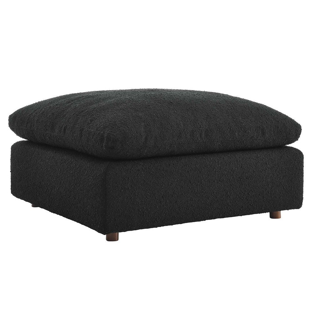 Commix Down Filled Overstuffed Boucle Fabric Ottoman - No Shipping Charges MDY-EEI-6258-BLK