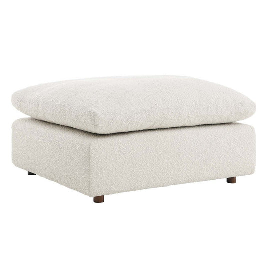 Modway Modular Sofa Commix Down Filled Overstuffed Boucle Fabric Ottoman, Ivory