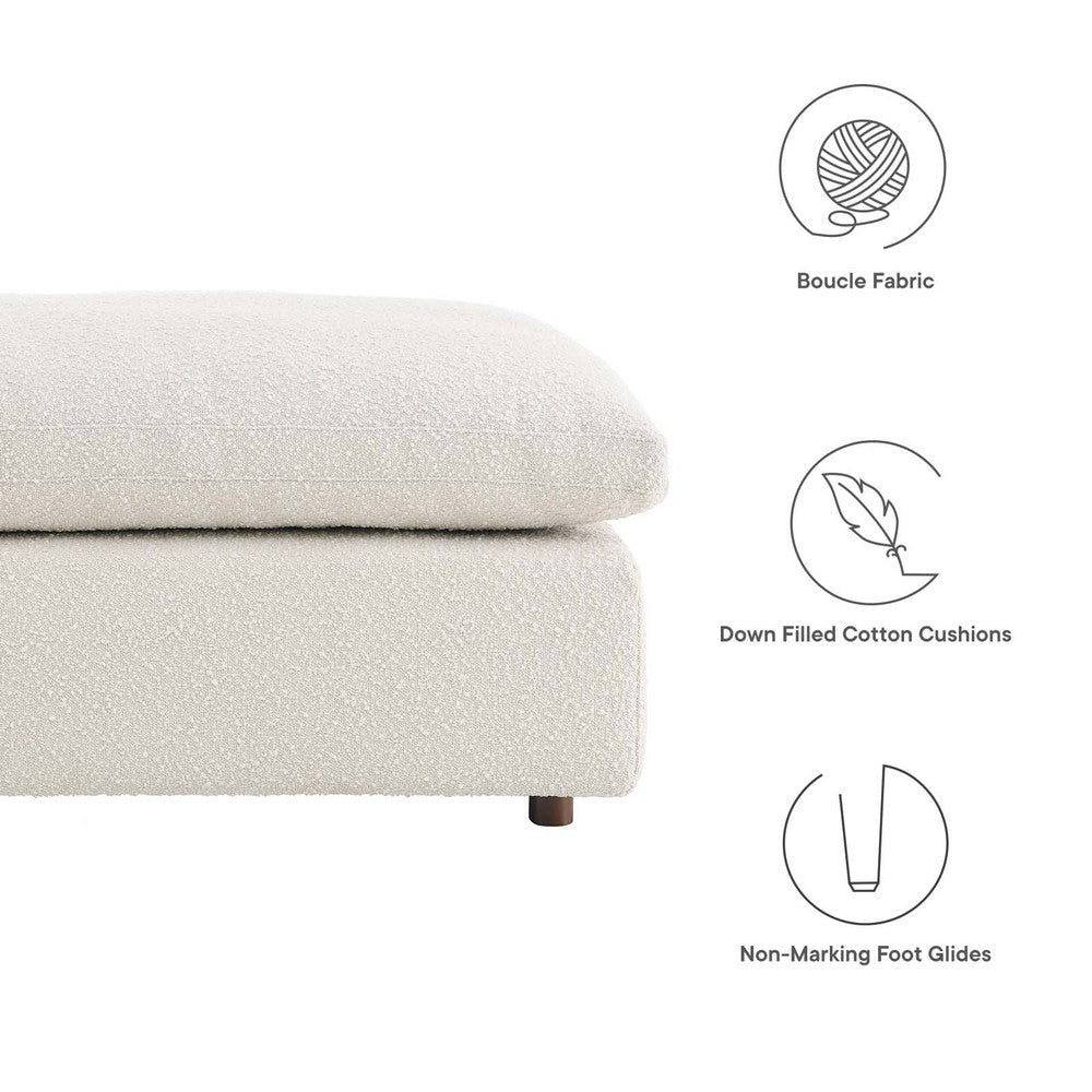 Modway Modular Sofa Commix Down Filled Overstuffed Boucle Fabric Ottoman Ivory MDY-EEI-6258-IVO