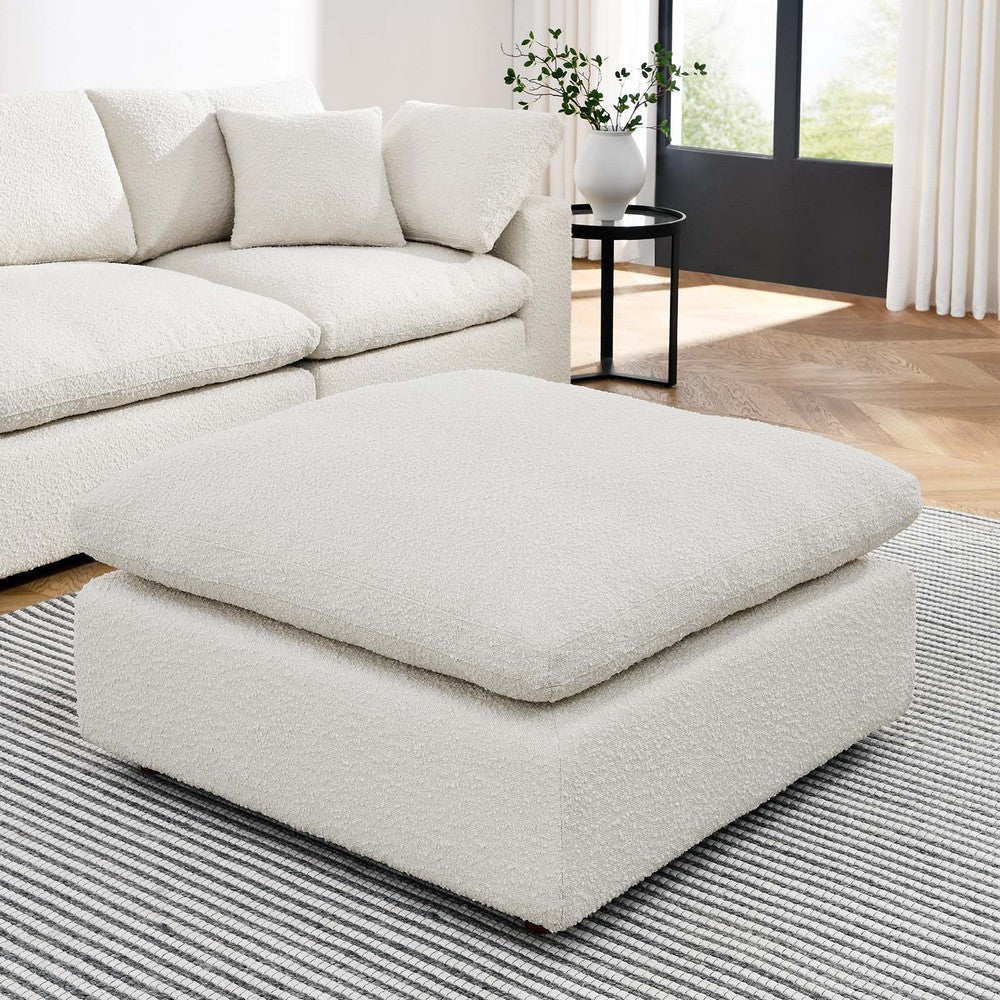 Modway Modular Sofa Commix Down Filled Overstuffed Boucle Fabric Ottoman Ivory MDY-EEI-6258-IVO