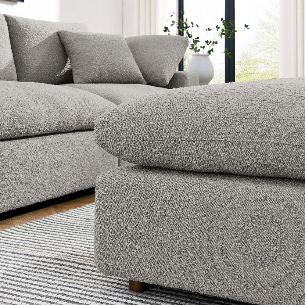 Modway Modular Sofa Commix Down Filled Overstuffed Boucle Fabric Ottoman Light Gray MDY-EEI-6258-LGR