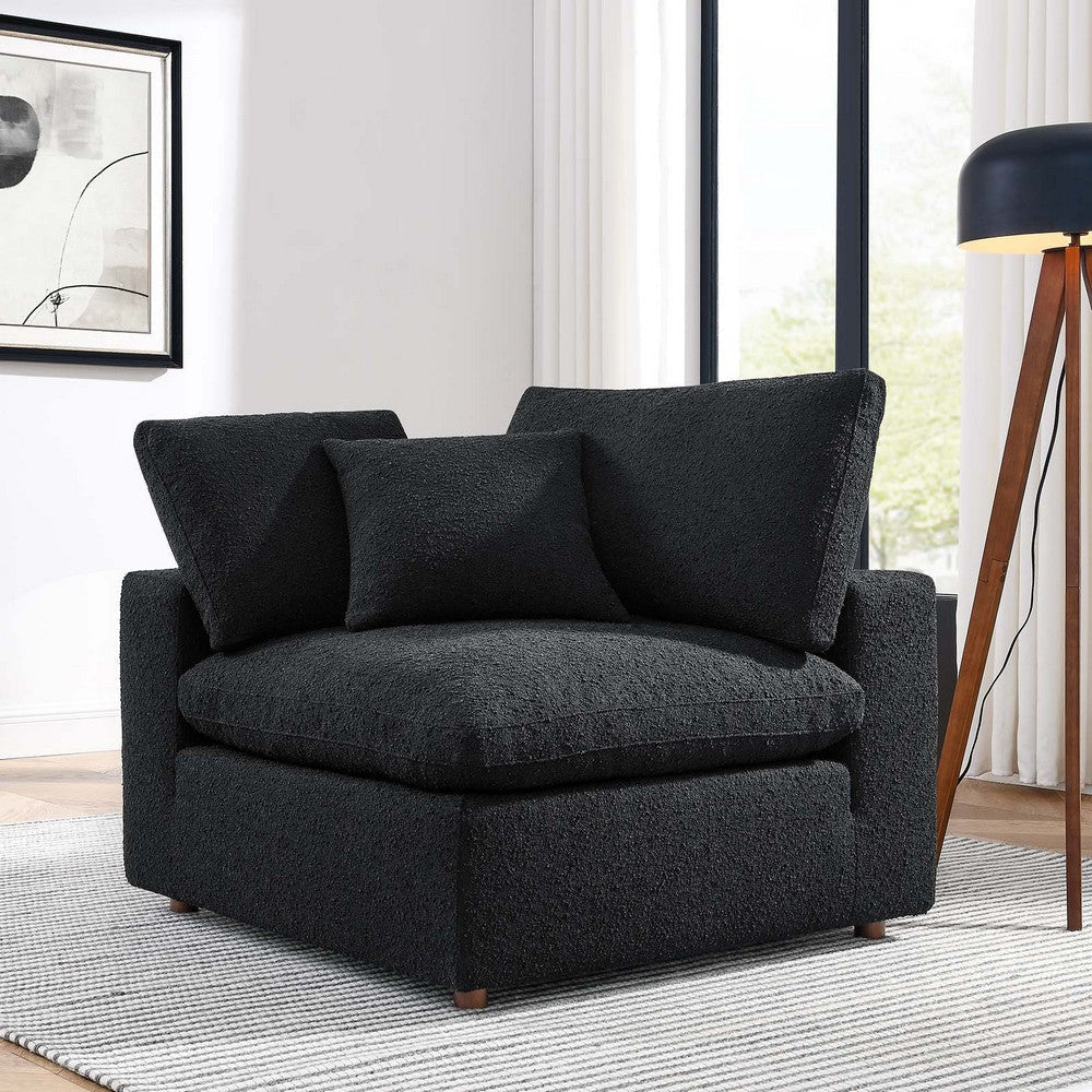 Modway Commix Modular Sofa, Corner Chair, Black Boucle