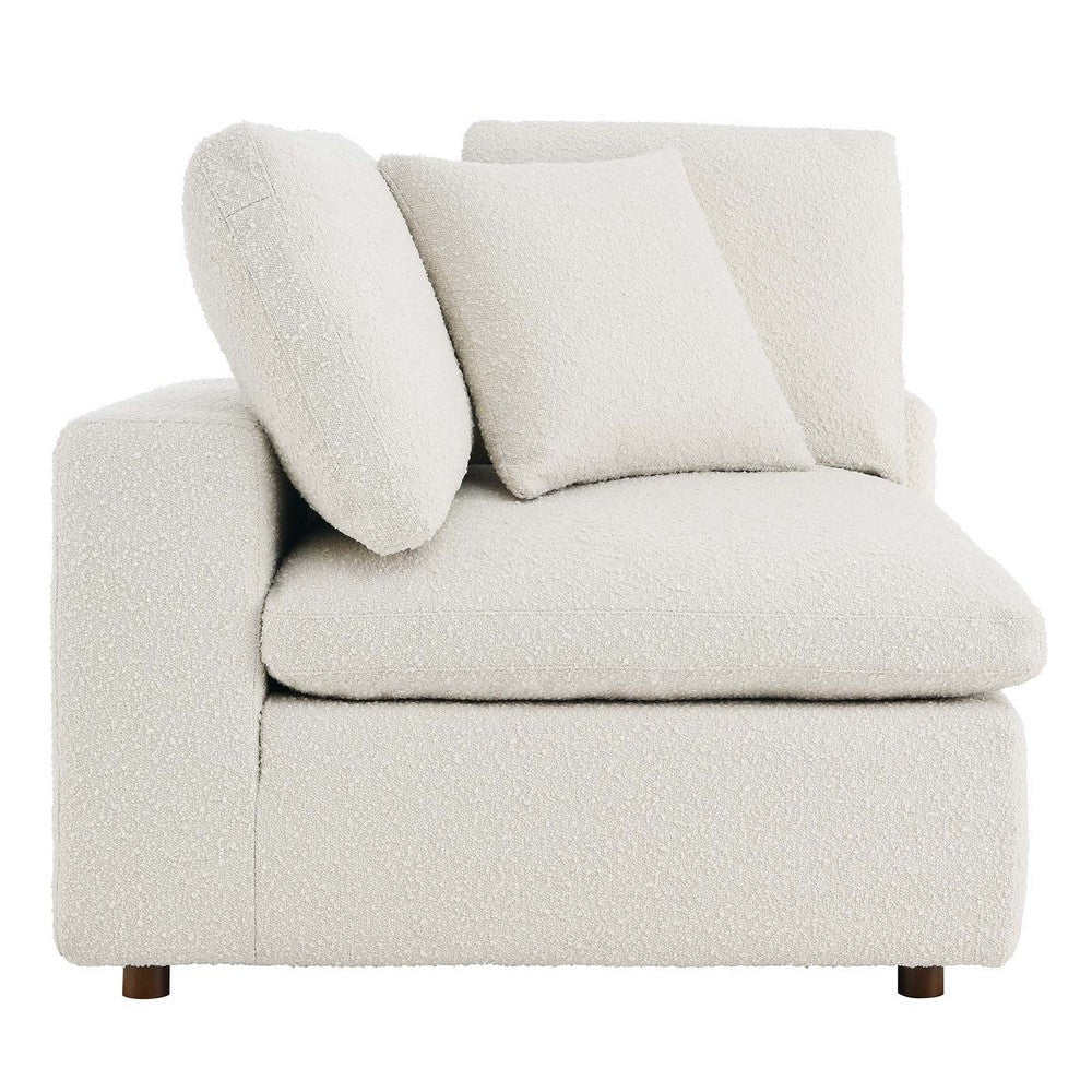 Commix Down Filled Overstuffed Boucle Fabric Corner Chair - No Shipping Charges MDY-EEI-6259-IVO