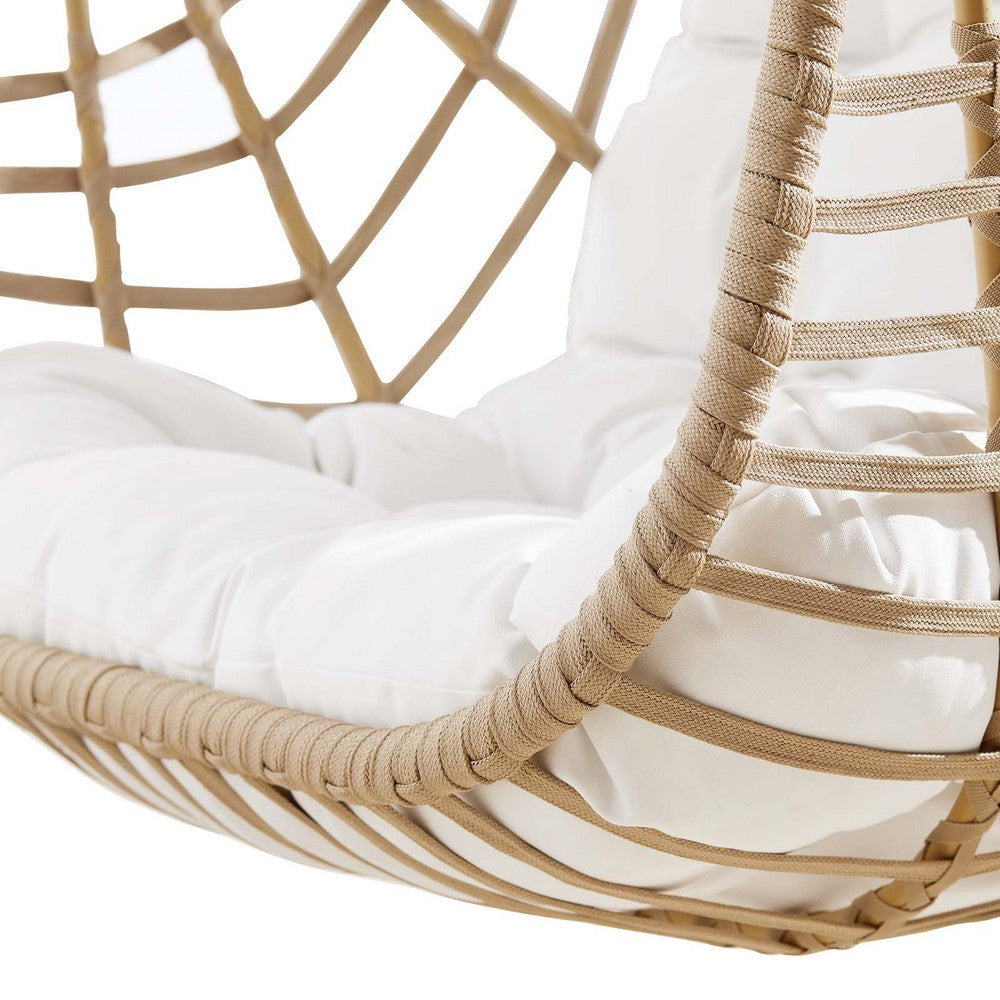 Amalie Wicker Rattan Outdoor Patio Rattan Swing Chair without Stand - No Shipping Charges MDY-EEI-6261-NAT-WHI