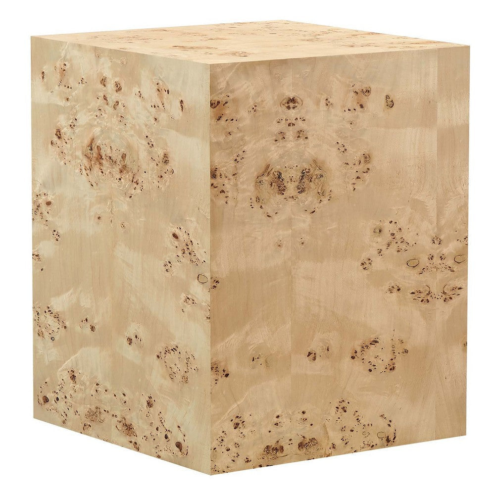 Modway Cosmos 16" Square Wood Side, Accent, End Table, Natural Burl