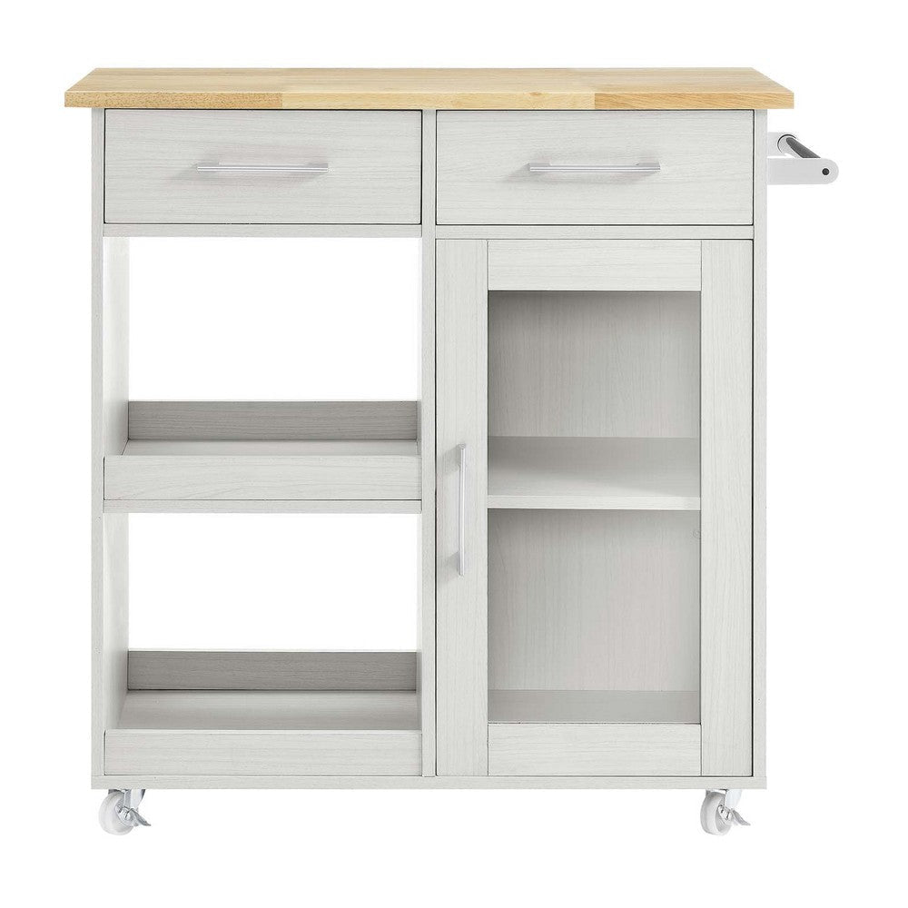 Culinary Kitchen Cart With Towel Bar - No Shipping Charges MDY-EEI-6275-LGR-NAT