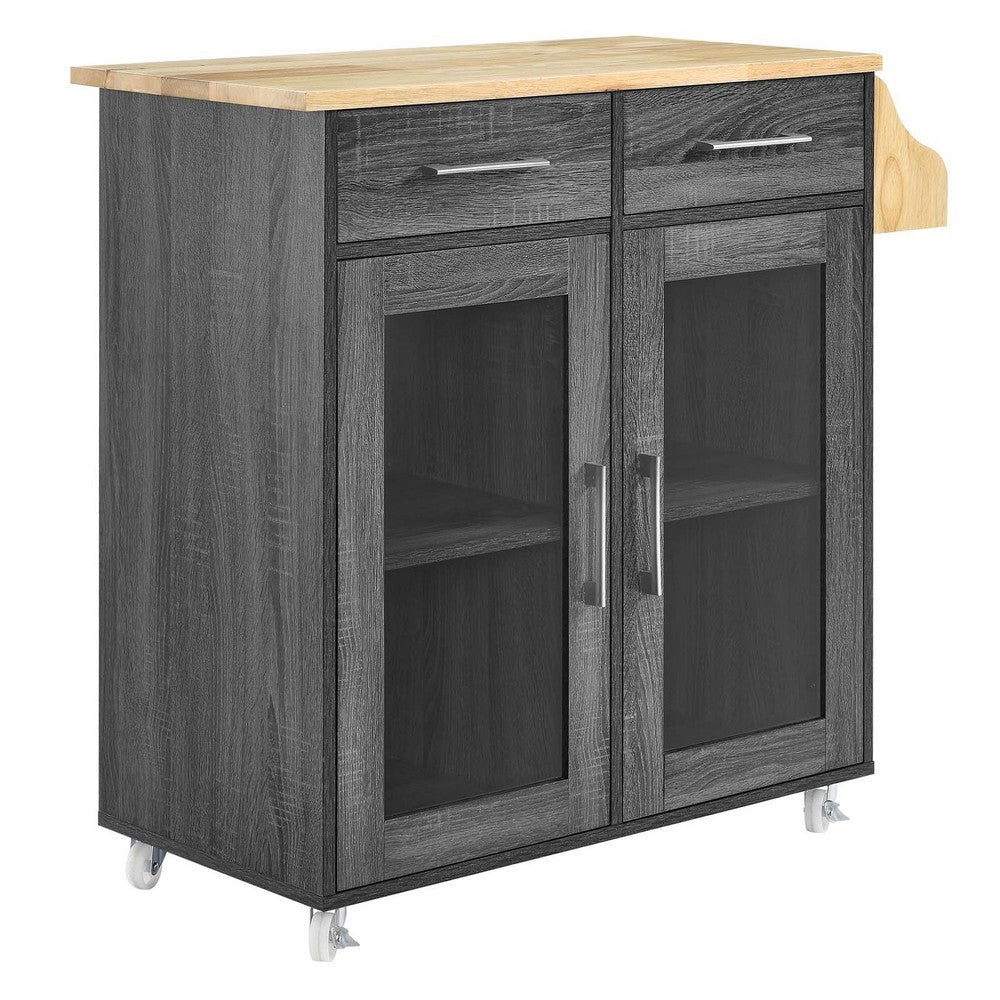 Modway Cuisine Kitchen-carts, Charcoal Natural