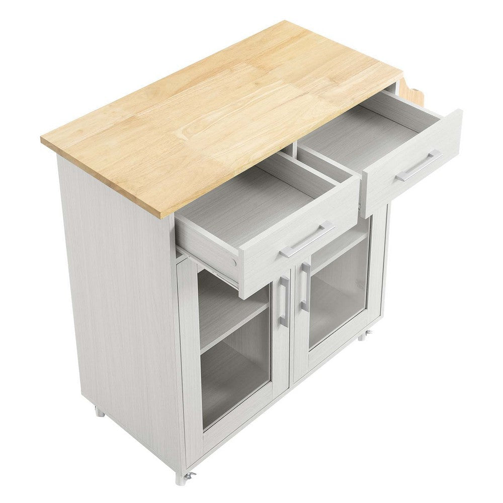 Modway Cuisine Kitchen-carts White Natural MDY-EEI-6276-WHI-NAT