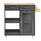 Culinary Kitchen Cart With Spice Rack - No Shipping Charges MDY-EEI-6277-CHA-NAT