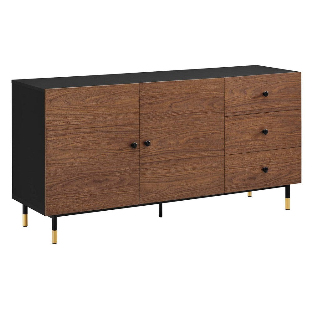 Modway Nexus Wood Grain Storage Cabinet Sideboard in Black Walnut-Versatile Buffet Table or High TV Stand, OneSize