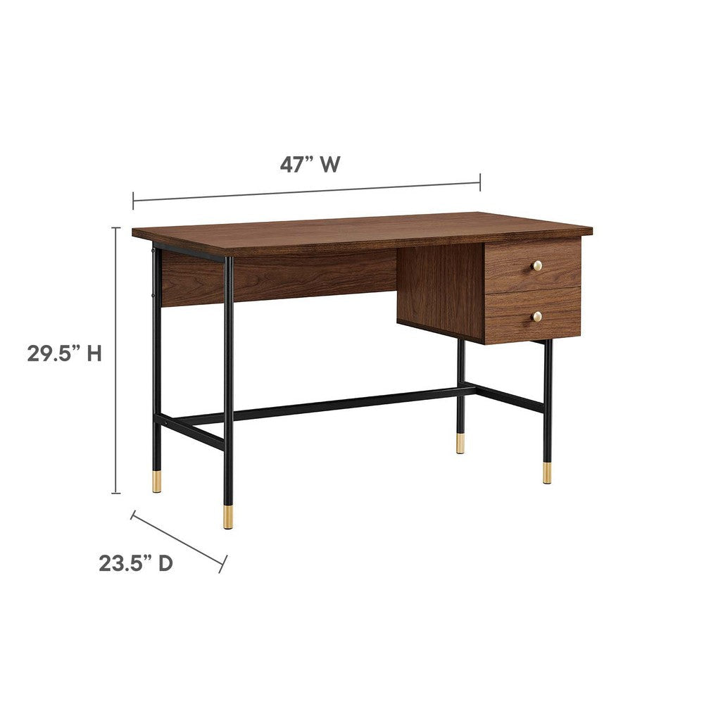 Modway Nexus Wood Grain Office Desk in Black Walnut with Two Drawers MDY-EEI-6284-BLK-WAL