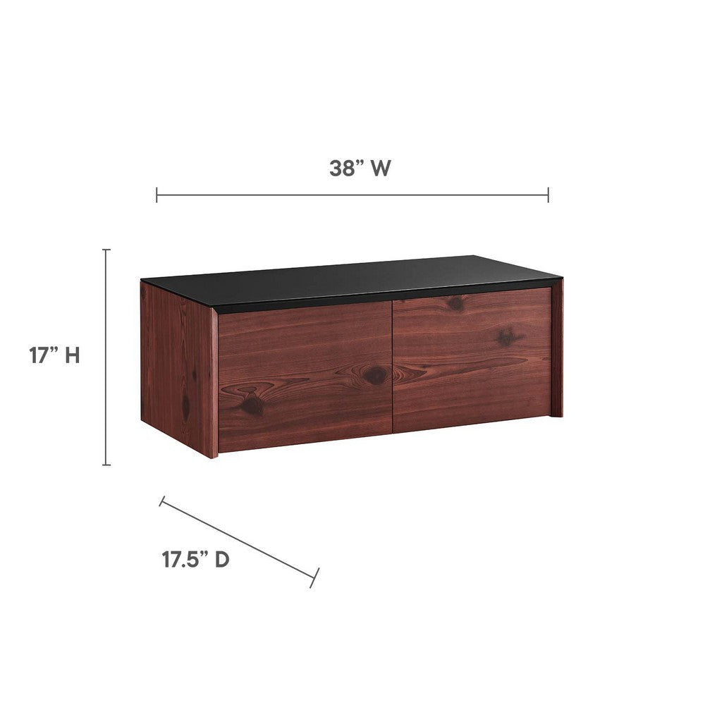 Modway Kinetic 38’’ Wall-Mount Home Office Desk Storage Cabinet and Shelf in Black Cherry MDY-EEI-6311-BLK-CHE