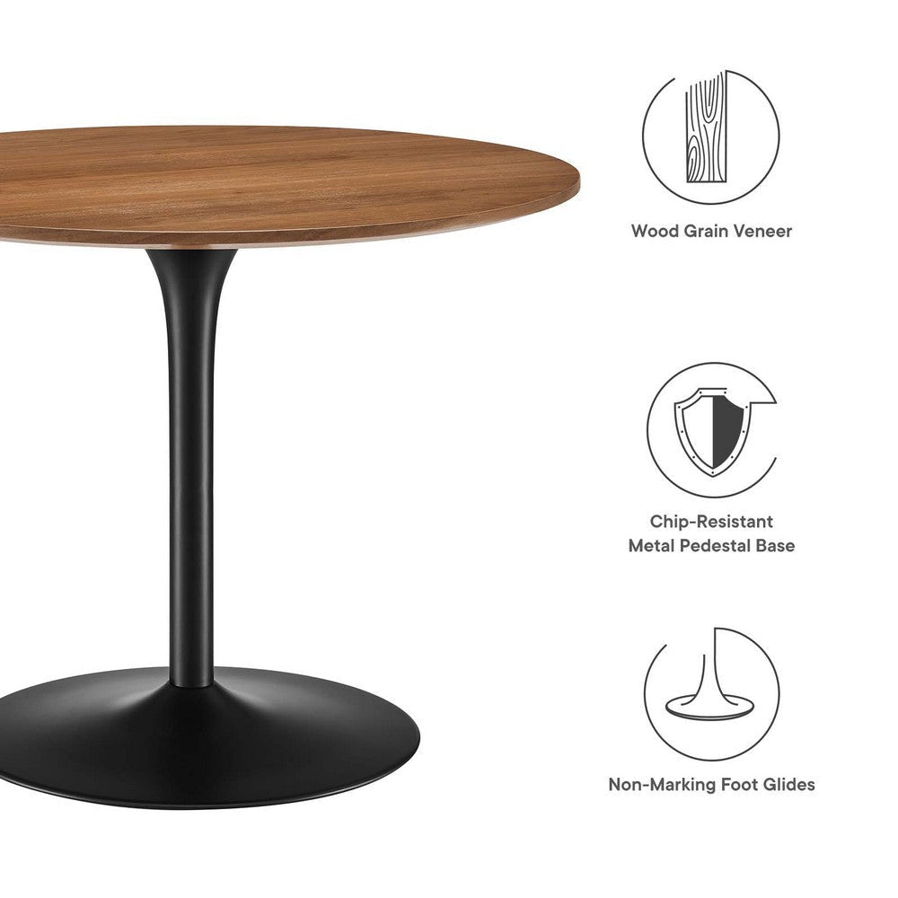 Modway Pursuit 40’’ Round Mid-Century Modern Pedestal Dining Table in Walnut Black MDY-EEI-6313-WAL-BLK