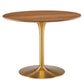 Modway Pursuit 40’’ Round Mid-Century Modern Pedestal Dining Table in Walnut Gold MDY-EEI-6313-WAL-GLD