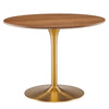 Modway Pursuit 40’’ Round Mid-Century Modern Pedestal Dining Table in Walnut Gold MDY-EEI-6313-WAL-GLD