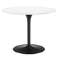 Modway Pursuit 40" Round Mid-Century Modern Pedestal Dining Table in White Black