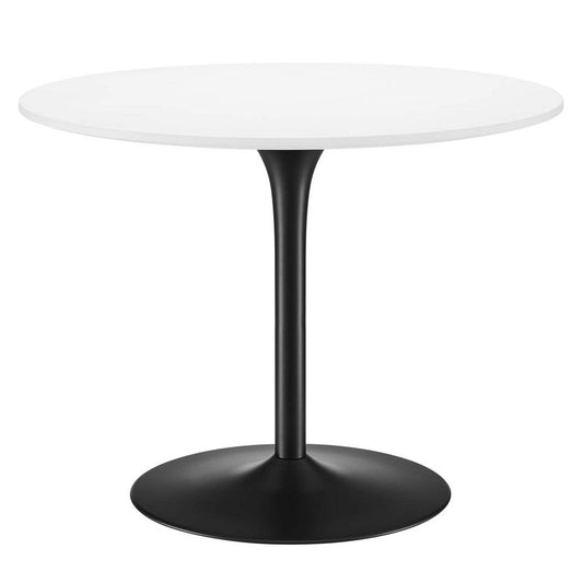 Modway Pursuit 40" Round Mid-Century Modern Pedestal Dining Table in White Black