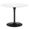 Modway Pursuit 40" Round Mid-Century Modern Pedestal Dining Table in White Black