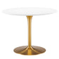 Modway Pursuit 40" Round Mid-Century Modern Pedestal Dining Table in White Gold