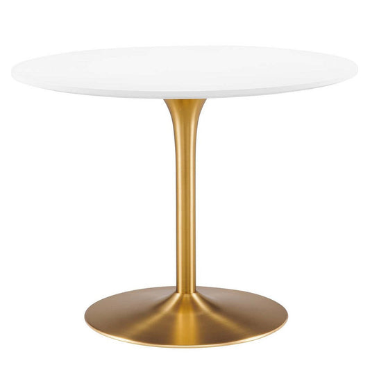 Modway Pursuit 40" Round Mid-Century Modern Pedestal Dining Table in White Gold