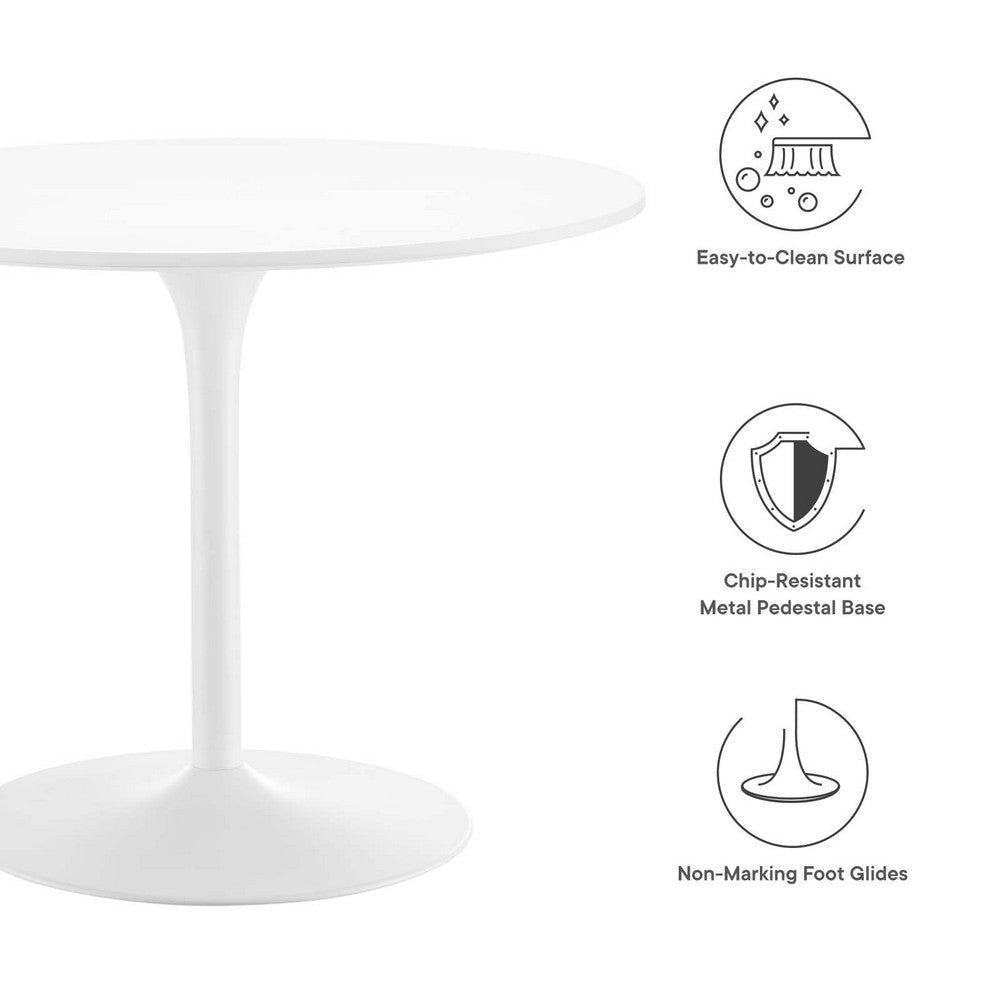 Modway Pursuit 40’’ Round Mid-Century Modern Pedestal Dining Table White MDY-EEI-6313-WHI-WHI