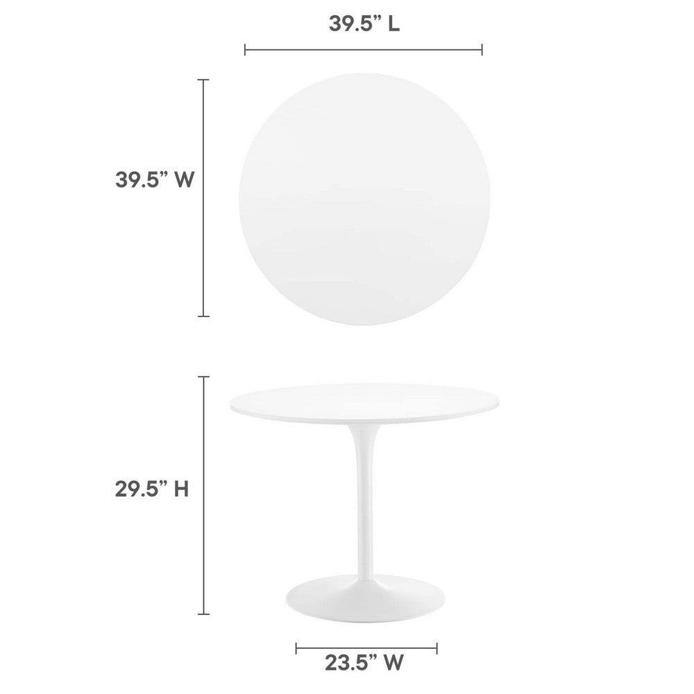 Modway Pursuit 40’’ Round Mid-Century Modern Pedestal Dining Table White MDY-EEI-6313-WHI-WHI