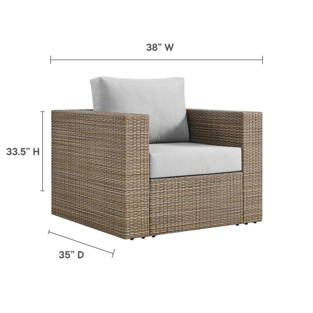 Modway Convene Wicker Rattan Outdoor Patio Lounge Accent Armchair in Cappuccino Gray