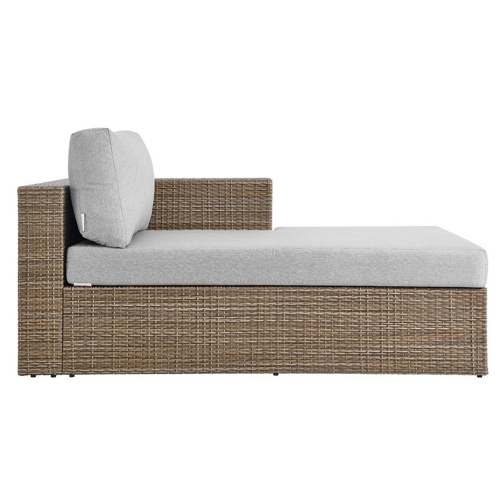 Modway Convene Wicker Rattan L-Shaped Outdoor Patio Sectional Sofa in Cappuccino Gray MDY-EEI-6329-CAP-GRY