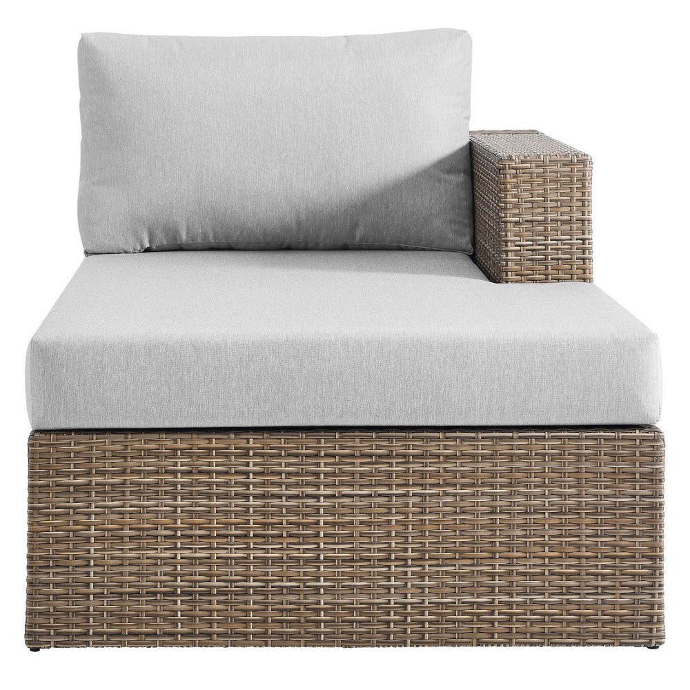 Modway Convene Wicker Rattan L-Shaped Outdoor Patio Sectional Sofa in Cappuccino Gray MDY-EEI-6329-CAP-GRY