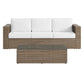 Modway Convene Wicker Rattan Outdoor Patio 2-Piece Sofa and Coffee Table Set in Cappuccino White MDY-EEI-6333-CAP-WHI