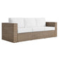 Modway Convene Wicker Rattan Outdoor Patio 2-Piece Sofa and Coffee Table Set in Cappuccino White MDY-EEI-6333-CAP-WHI