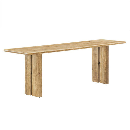 Modway Amistad 58" Solid Wood Modern Farmhouse Dining Bench in Oak