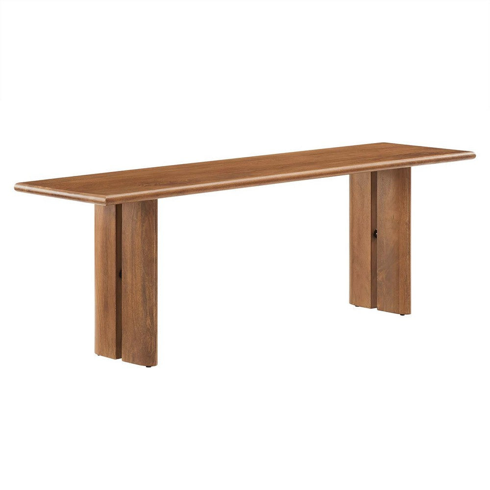 Modway Amistad 58" Solid Wood Modern Farmhouse Dining Bench in Walnut