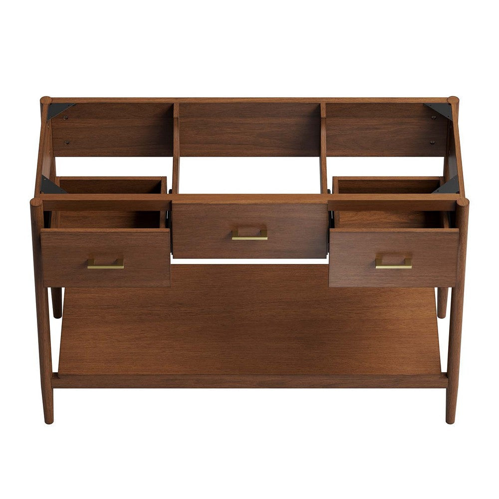 Modway Zaire 48” Mid-Century Single Compatible Bathroom Vanity Cabinet Washstand in Walnut-Sink Basin Not Included 48 Inches