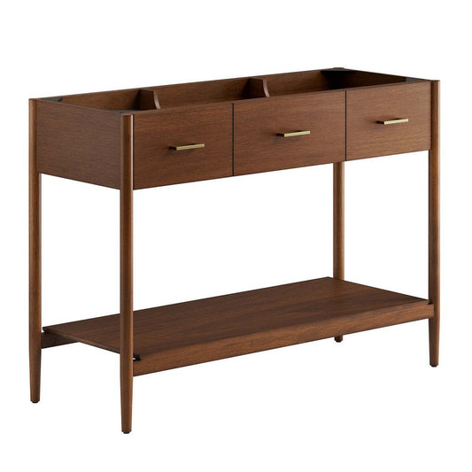 Modway Zaire 48” Mid-Century Single Compatible Bathroom Vanity Cabinet Washstand in Walnut-Sink Basin Not Included, 48 Inches