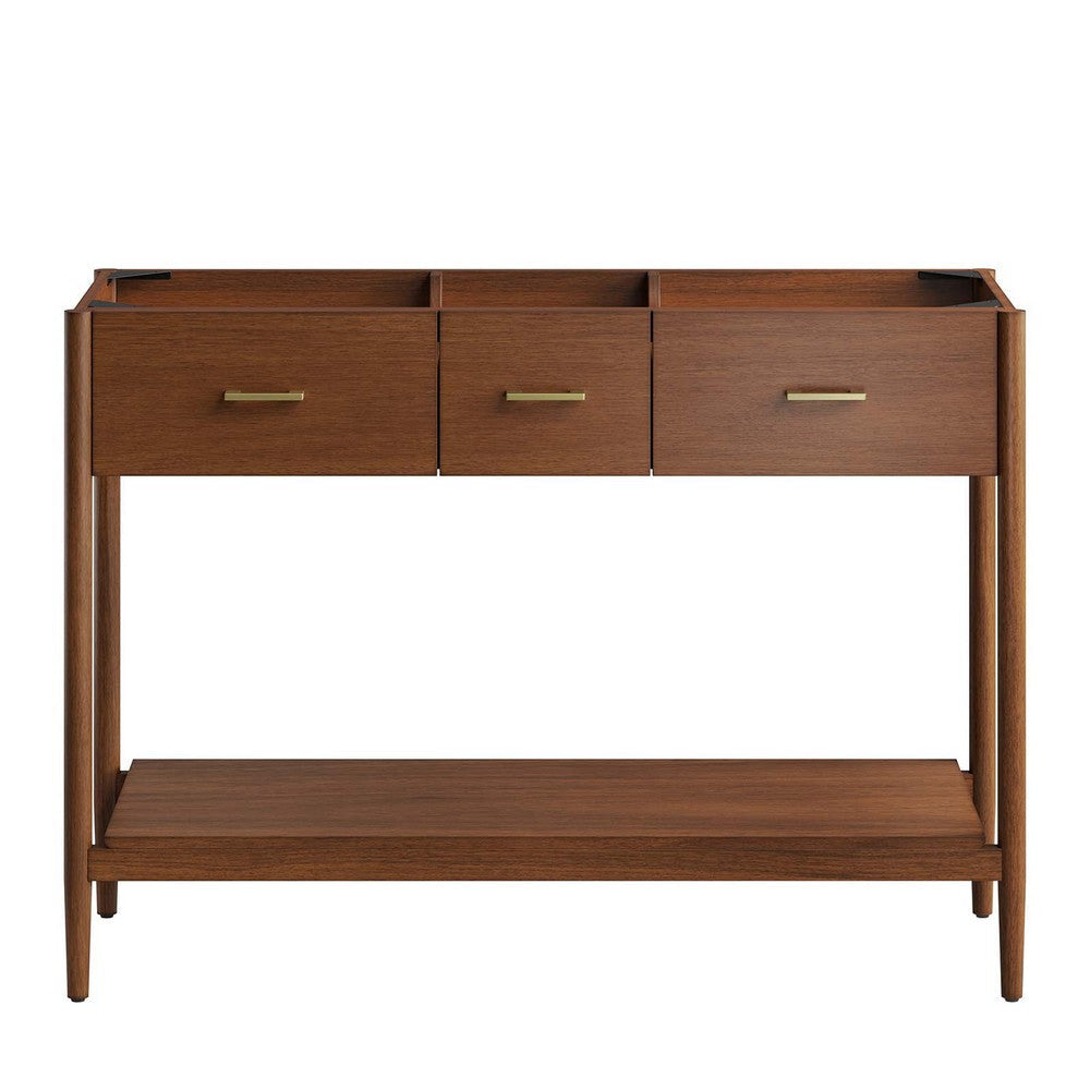 Modway Zaire 48” Mid-Century Double Compatible Bathroom Vanity Cabinet Washstand in Walnut-Sink Basin Not Included 48 Inches