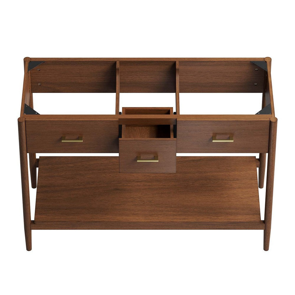 Modway Zaire 48” Mid-Century Double Compatible Bathroom Vanity Cabinet Washstand in Walnut-Sink Basin Not Included 48 Inches