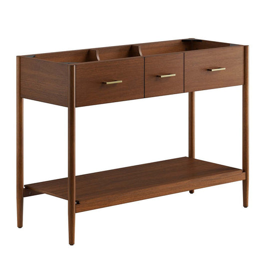 Modway Zaire 48” Mid-Century Double Compatible Bathroom Vanity Cabinet Washstand in Walnut-Sink Basin Not Included, 48 Inches