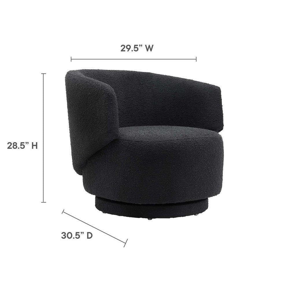 Celestia Boucle Fabric Swivel Chair - No Shipping Charges MDY-EEI-6357-BLK