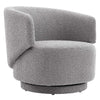 Modway Celestia Boucle Fabric Accent Swivel Chair in Light Gray